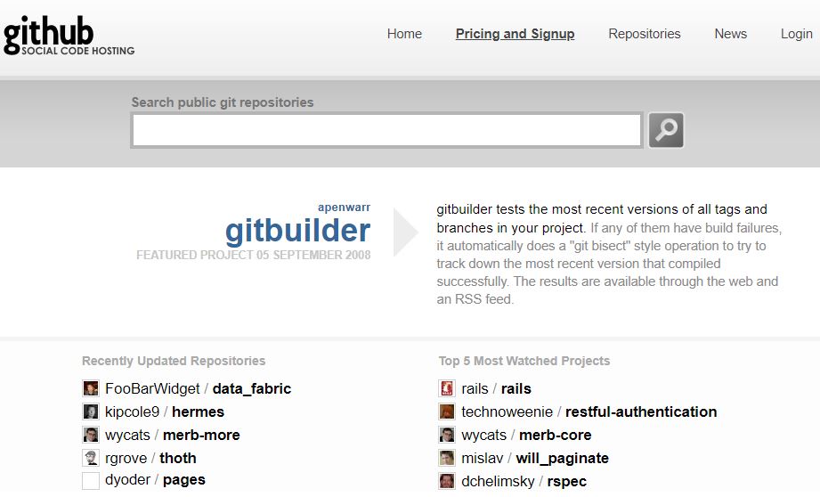 github old website