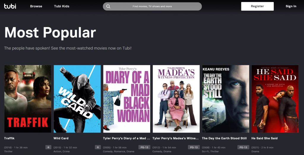 Tubi tv watch free movies