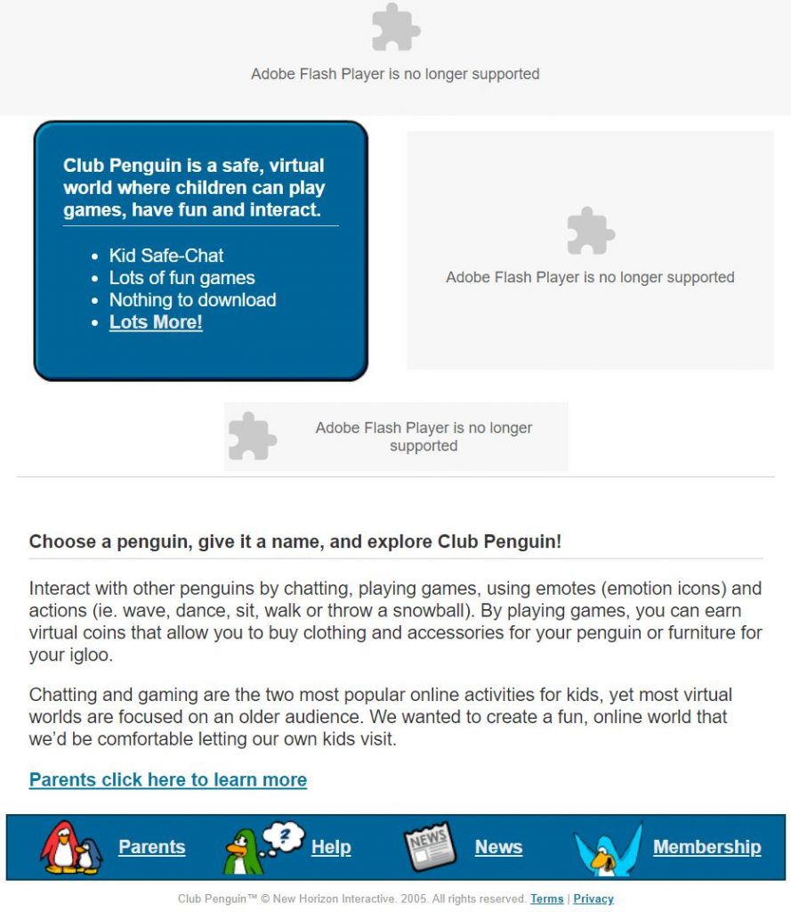 club penguin old website
