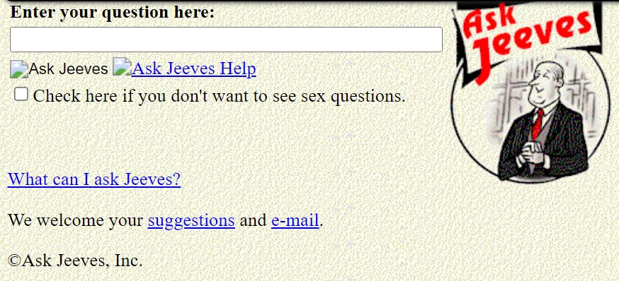 ask jeeves old website