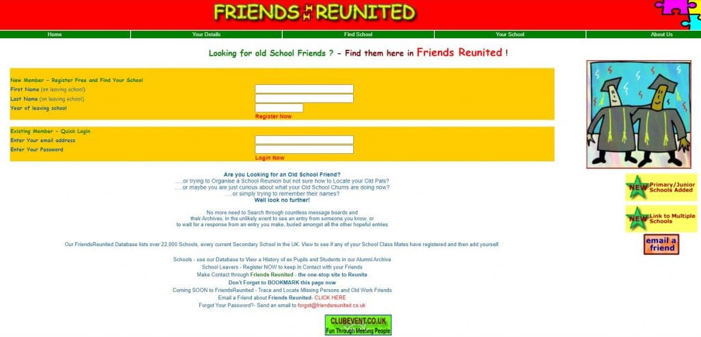 friends reunited old website