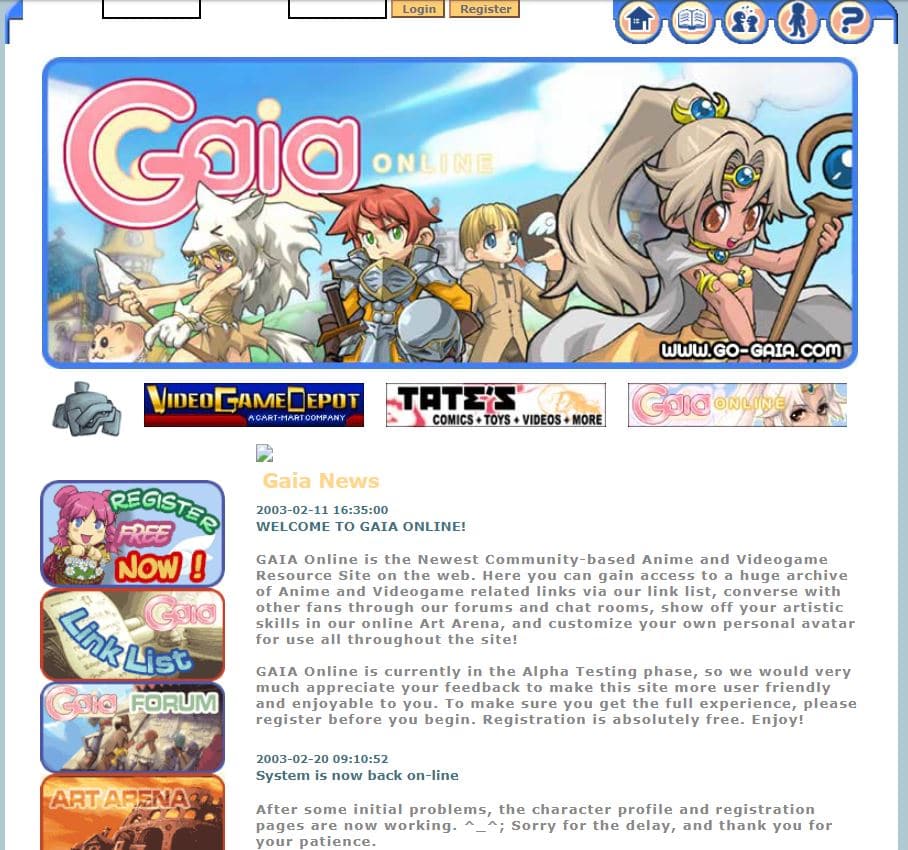 gaia online old website