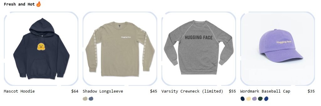 hugging face merchandise